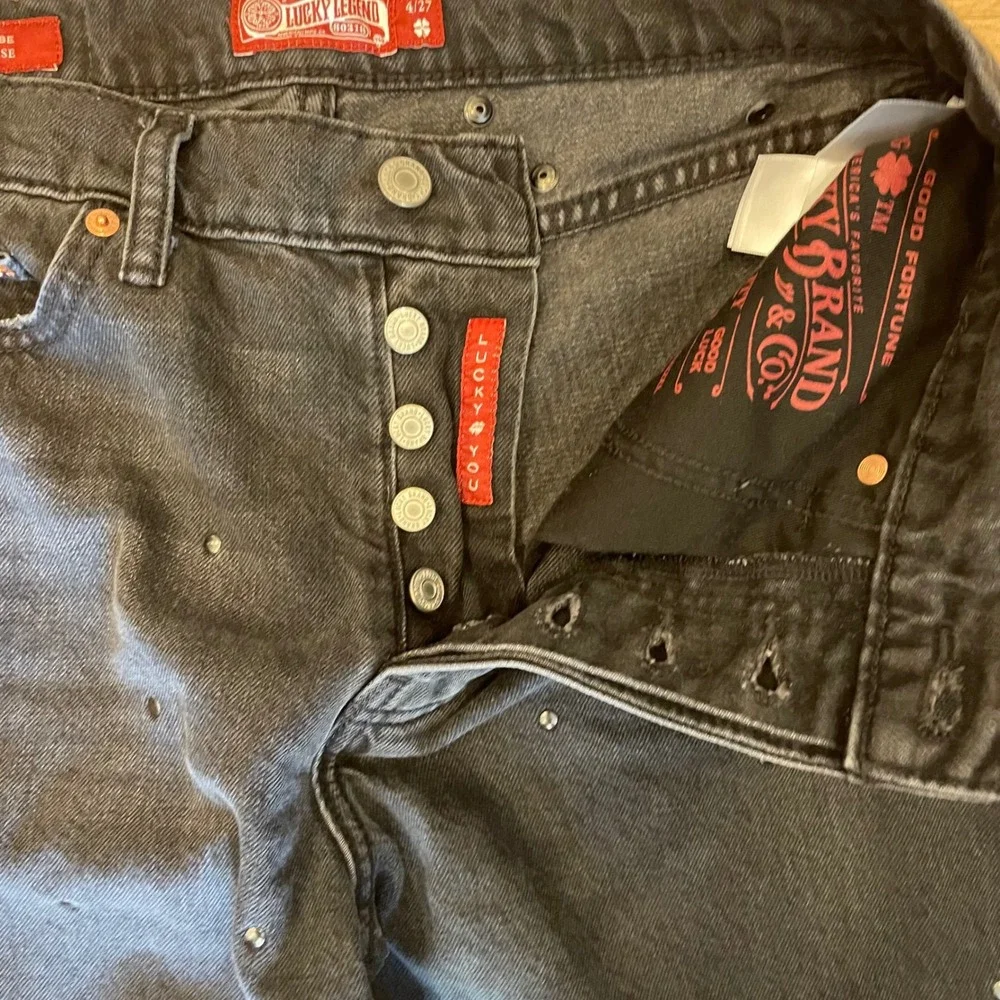 Lucky Brand Lucky Legend Jeans‎ Womens 4/27 Black Cotton 90s Loose Stud Western